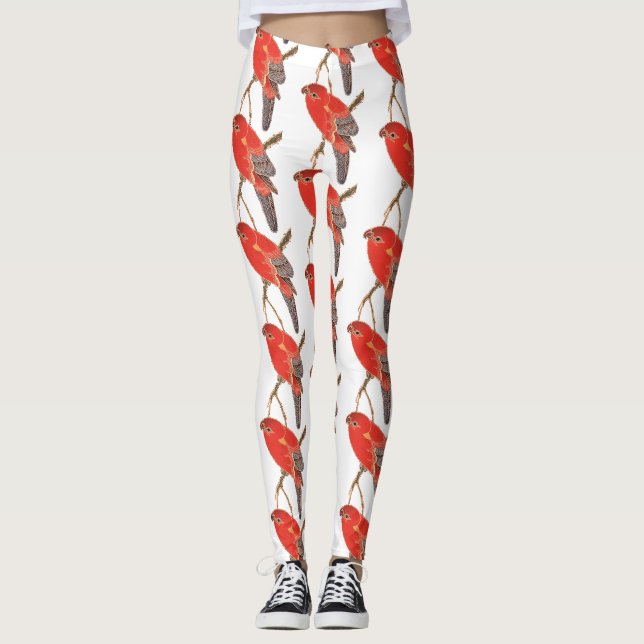 Leggings Tonnerre de perroquet rouge tropical (Devant)