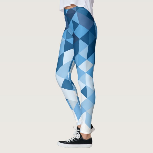 Leggings Tons Bleus Et Formes Géométriques Blancs (Gauche)