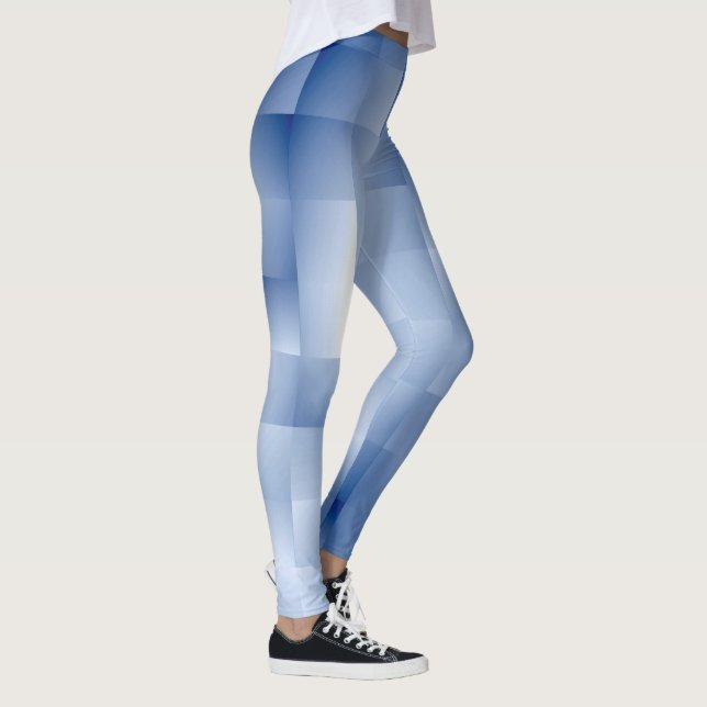 Leggings Tons bleus rêveurs dans un motif carré (Droite)