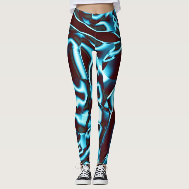 Leggings Tons cyan clairs dans les rubans abstraits vers le (Devant)