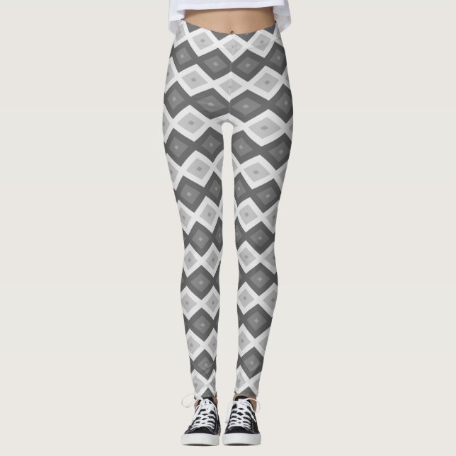 Leggings Tons de motif de diamant gris (Devant)