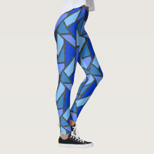 Leggings Tons de motif en vitrail bleu