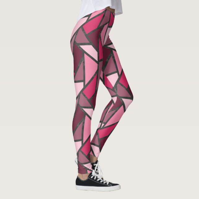 Leggings Tons de motif en vitrail rose (Droite)