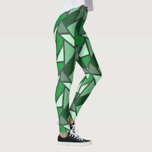 Leggings Tons de motif en vitrail vert