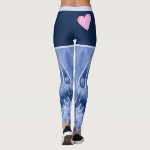 Leggings Tons de teint bleu avec coeur rose