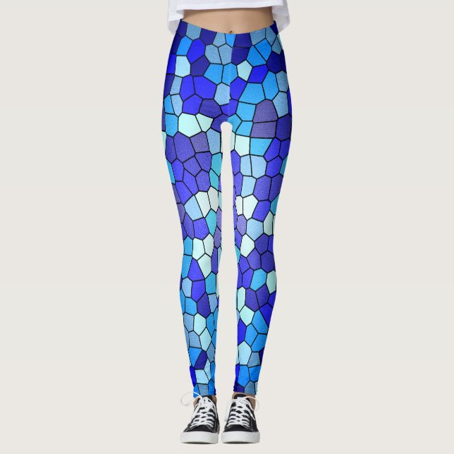 Leggings Tons de verre de couleur bleue par Shirley Taylor (Devant)