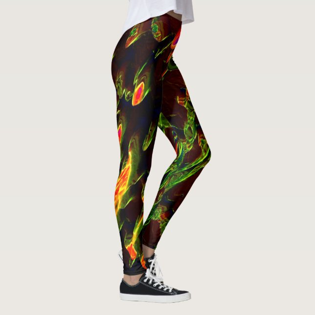Leggings Tons de vert égouttés dans la flamme (Droite)