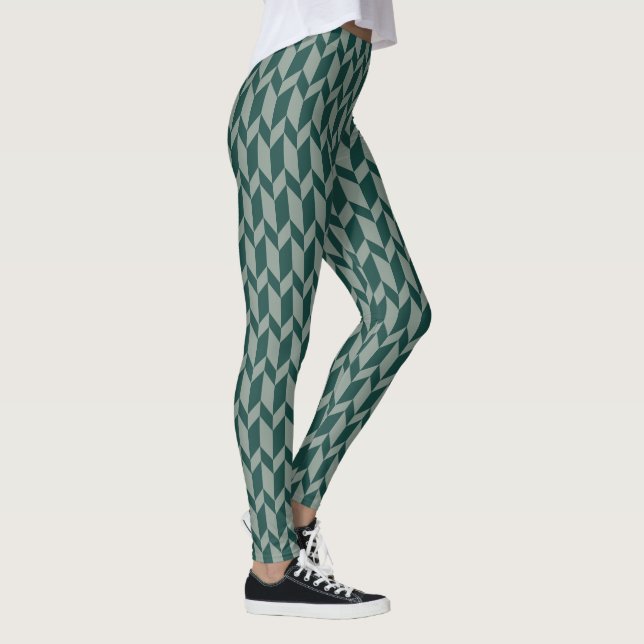 Leggings Tons Gras Deux Tons Flèche Chevron Gris Vert (Droite)