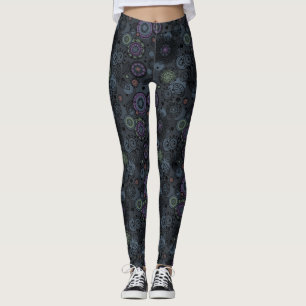 Leggings Tons modelés floraux lunatiques de gris de guêtres