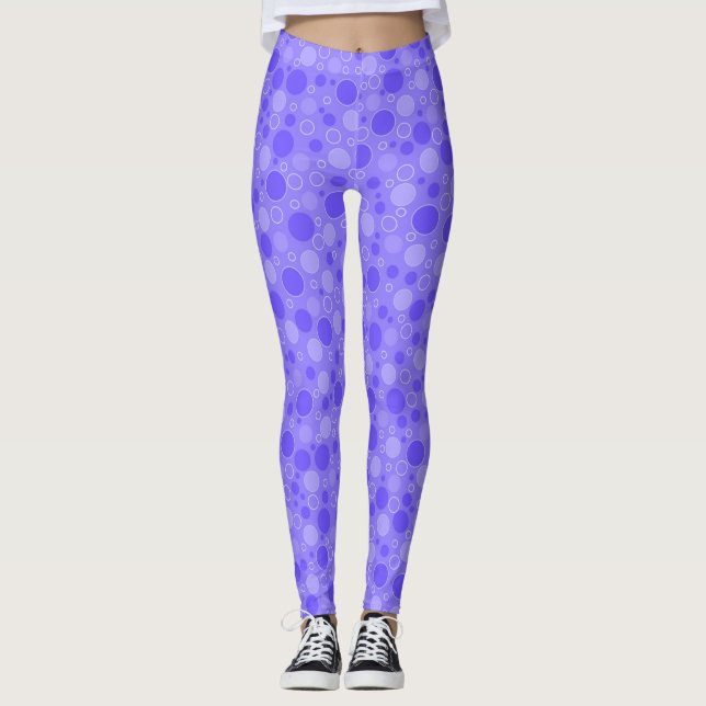 Leggings Tons violets Lilac avec pois en sixtie rétro (Devant)