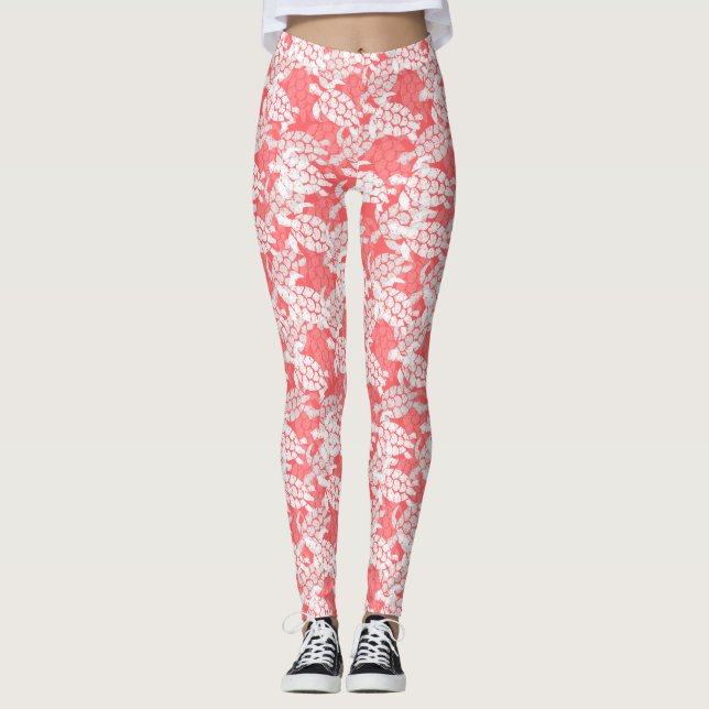 Leggings Tortue de mer de Honu Hawaiian Aloha Guava (Devant)
