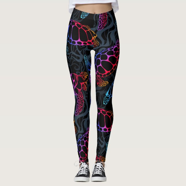 Leggings Tortue de mer psychédélique : Boho Ocean (Devant)