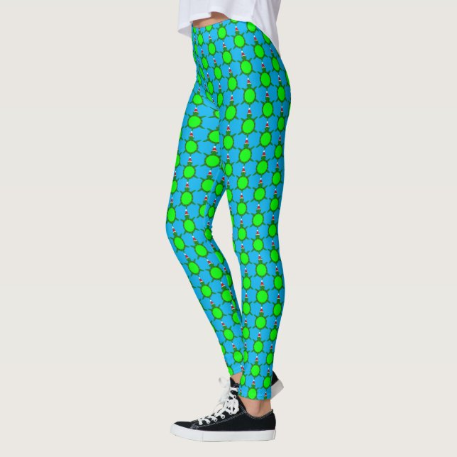 Leggings Tortue de Noël mignonne avec coquille de fleurs (Gauche)