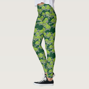 Leggings Tortues de mer verte mignonnes nageant des guêtre
