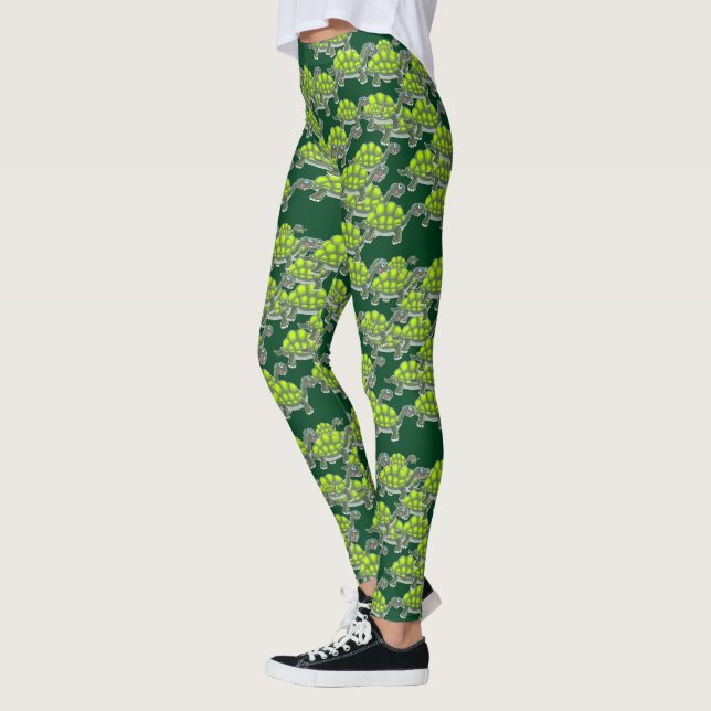 Leggings Tortues de mer verte mignonnes nageant des guêtres (Gauche)