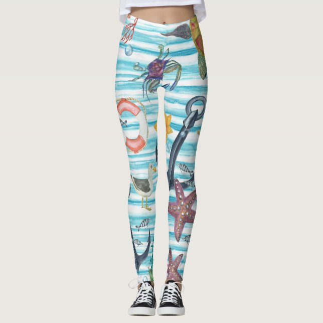 Leggings Tortues nautiques Seagul Starfish Motif (Devant)