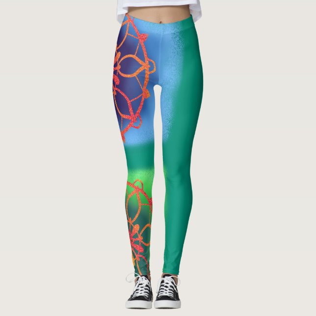 Leggings Totalement Ocean Zen Emerald Green Mandala (Devant)