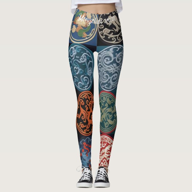 Leggings Totems dynamiques du groupe ethnique mongol (Devant)