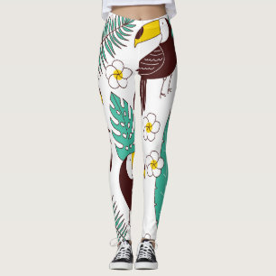 Leggings Toucan Orchid Vintage Palm Motif