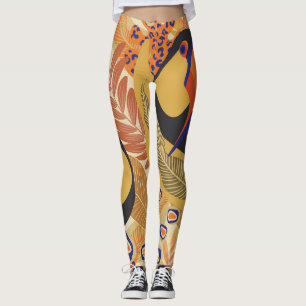 Leggings Toucans sur branches, motif tropical sans soudure.