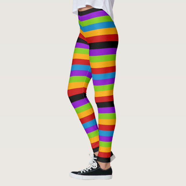 Leggings Touche de bande arc-en-ciel noir (Gauche)