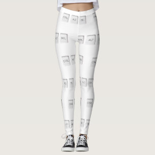 Leggings Touches CTRL ALT SUPPR de SlipperyJoe trois blanch