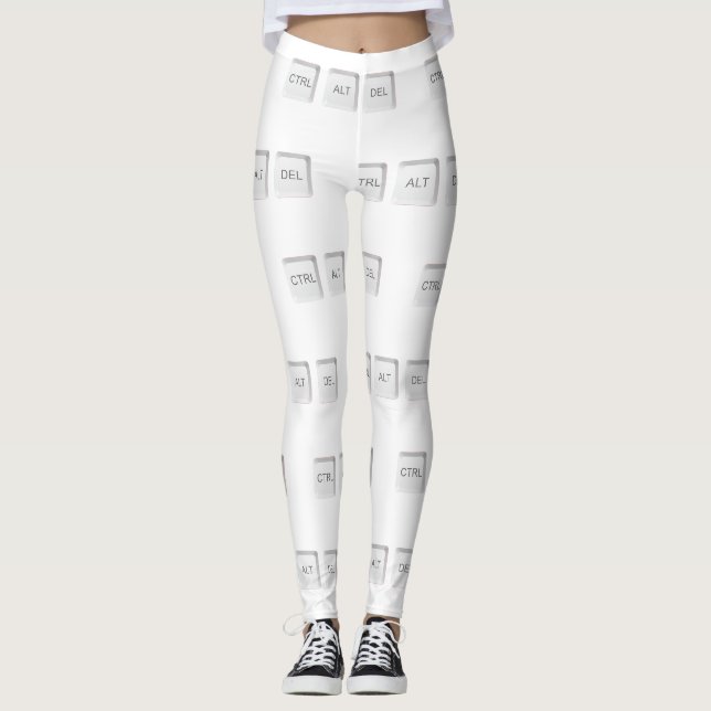 Leggings Touches CTRL ALT SUPPR de SlipperyJoe trois blanch (Devant)