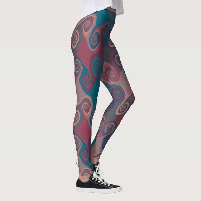 Leggings Tourbillon abstrait rose et turquoise (Droite)