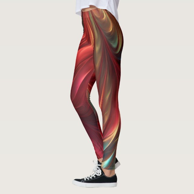 Leggings Tourbillon Abstrait rouge Iridescente (Gauche)