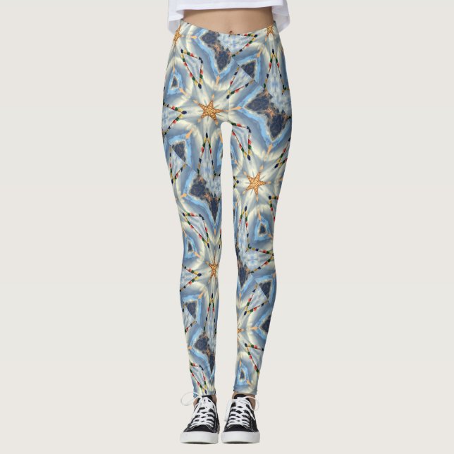Leggings tourbillon cosmique des étoiles d'or (Devant)