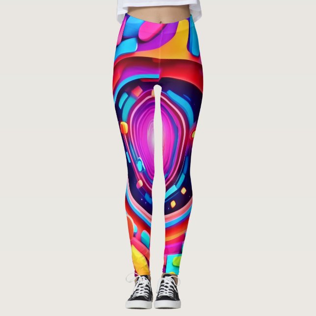 Leggings Tourbillon Cosmique : une odyssée néon (Devant)