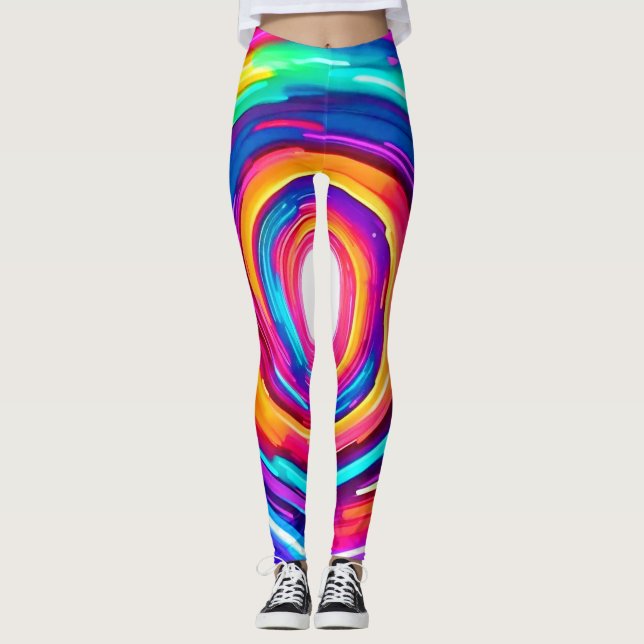 Leggings Tourbillon de Couleur : Conception Dynamique (Devant)