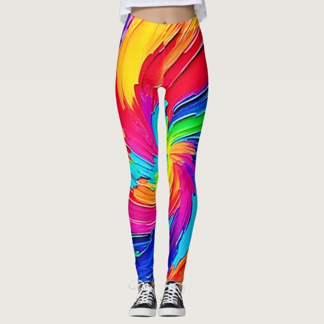 Leggings Tourbillon de couleurs : Art Abstrait (Devant)