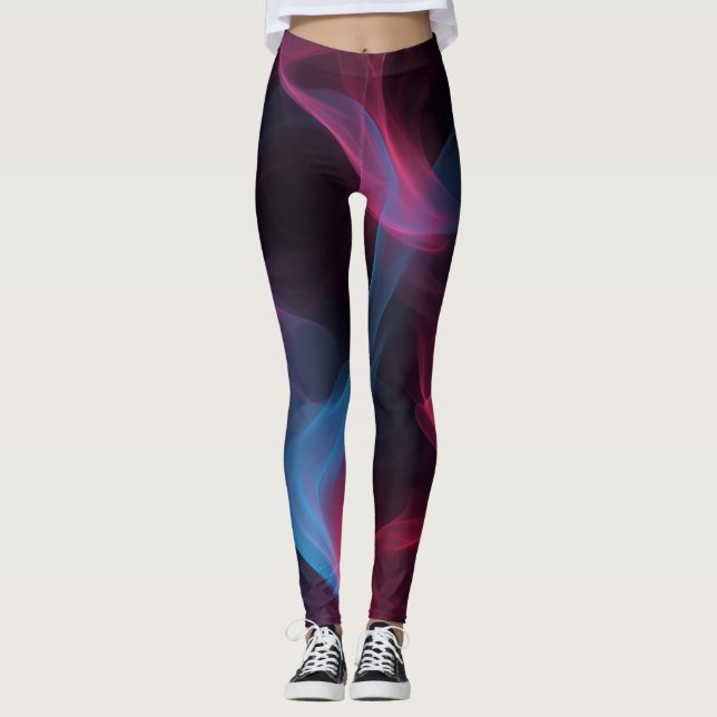 Leggings Tourbillon de fumée rose et bleue (Devant)