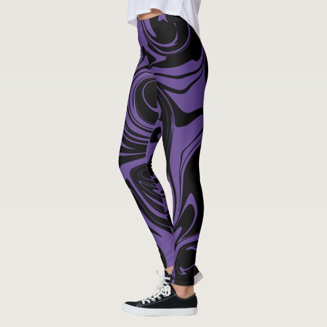 Leggings Tourbillon en marbre rouge et noir (Gauche)