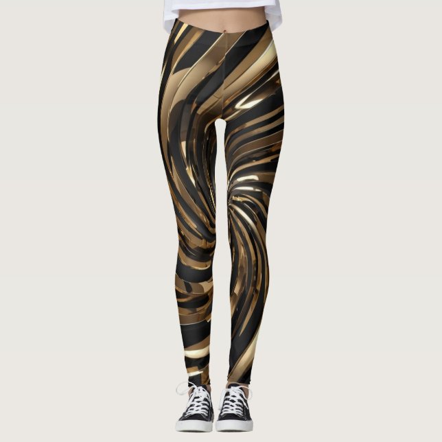 Leggings Tourbillon noir et or (Devant)
