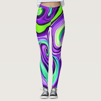 Leggings Tourbillon pourpre et vert