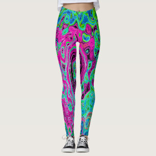 Leggings Tourbillon rétro Super rose et bleu chaud