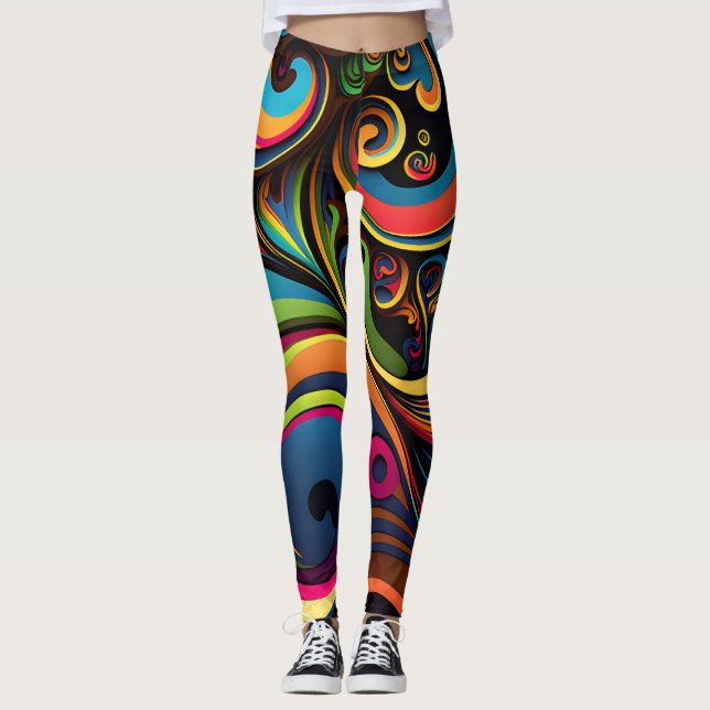 Leggings Tourbillonnant et psychédélique (Devant)