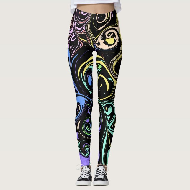 Leggings Tourbillons colorés abstraits  (Devant)