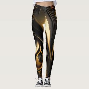Leggings Tourbillons noir et or luxueux