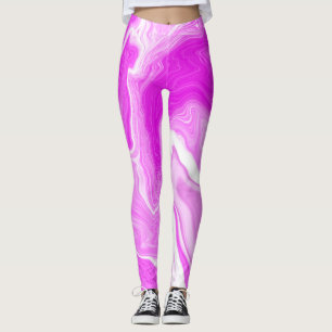 Leggings Tourbillons roses et Marbres blancs