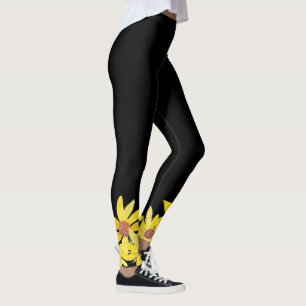 Leggings Tournesol à l'aquarelle Jaune vibrant Peint à la m