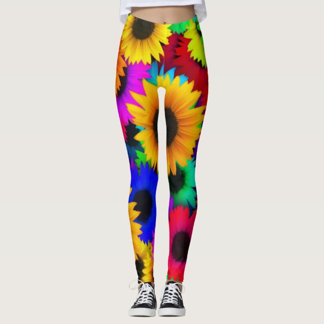 Leggings Tournesol d'arc-en-ciel (Devant)