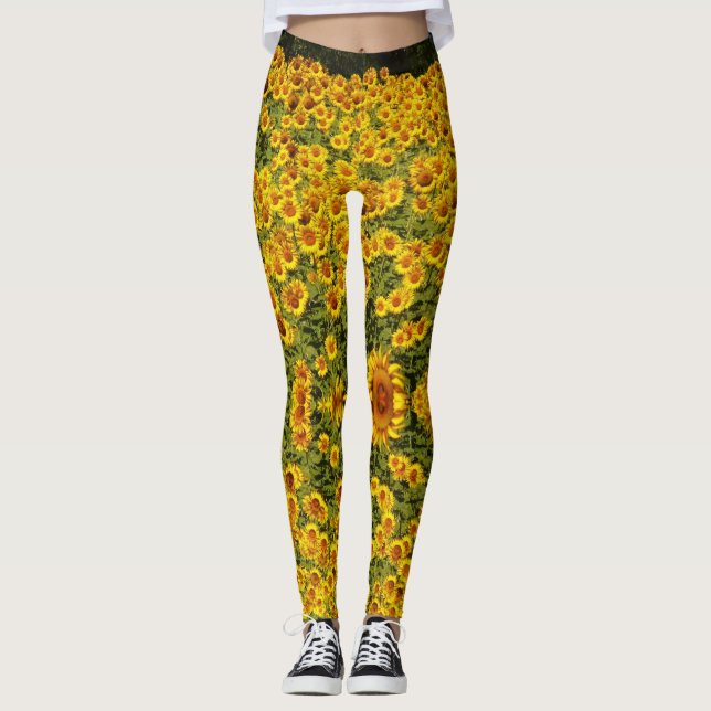 Leggings Tournesol Jaune Design Yoga Pantalon (Devant)