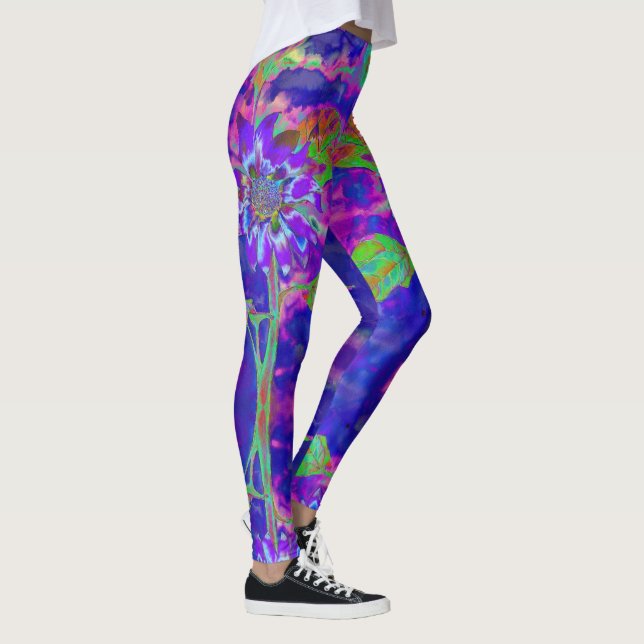 Leggings Tournesol violet abstrait élégant (Droite)