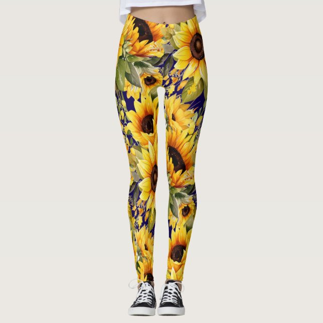 Leggings Tournsoleil Aquarelle Style Van Gogh  (Devant)