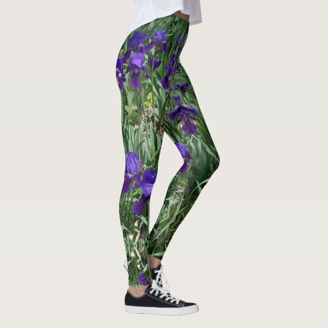 Leggings tout en Imprimé de Jardin d'Iris Violet (Droite)