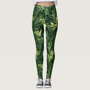 Leggings Tout-Imprimé Feuilles de forêt verte