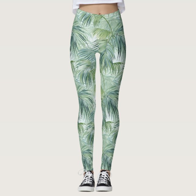 Leggings tout-imprimé Motif de feuille de palme tr (Devant)
